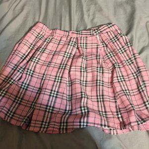 Pink Plaid Skirt